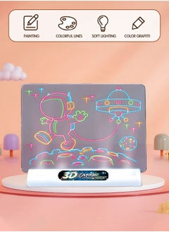 GROIC 3D Magic Drawing Board,LED Board Luminous Three-Dimensional Writing Board, Double-Sided Doodle Reusable Colorful Tablet Early Education Learning Toy Technology Toys  - Image 2