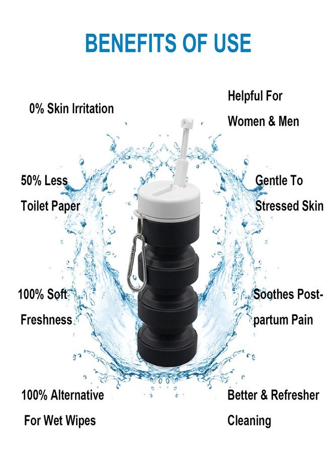 outtip Collapsible Portable Bidet for Travel Small Mini Peri Bottle with Sprayer, 300ml Travel Size Expandable Handheld Backpacking Bidet for Home, Outdoors, Camping Foldable Peri Bottle Women Men Black（1pc） - Image 5