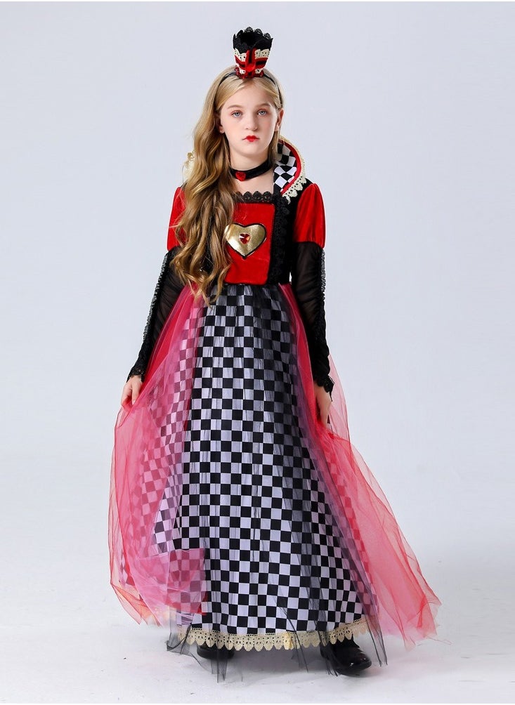 Al Aoyama Queen Costume Red Hearts Carnival Fairy Tale Party Dress with Crown  - Image 2