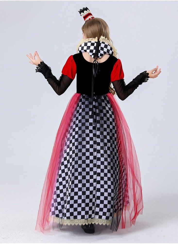 Al Aoyama Queen Costume Red Hearts Carnival Fairy Tale Party Dress with Crown  - Image 3
