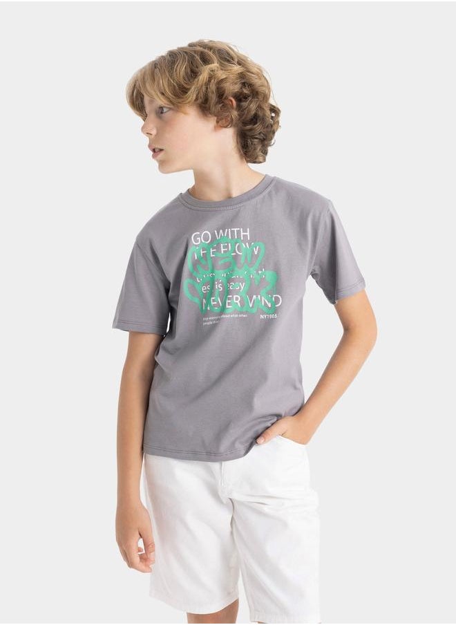 DeFacto DeFacto Kids Round Neck Printed Short Sleeve T-Shirt  - Image 4