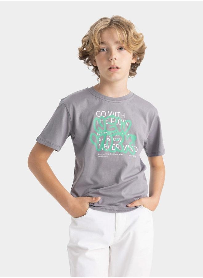 DeFacto DeFacto Kids Round Neck Printed Short Sleeve T-Shirt  - Image 1