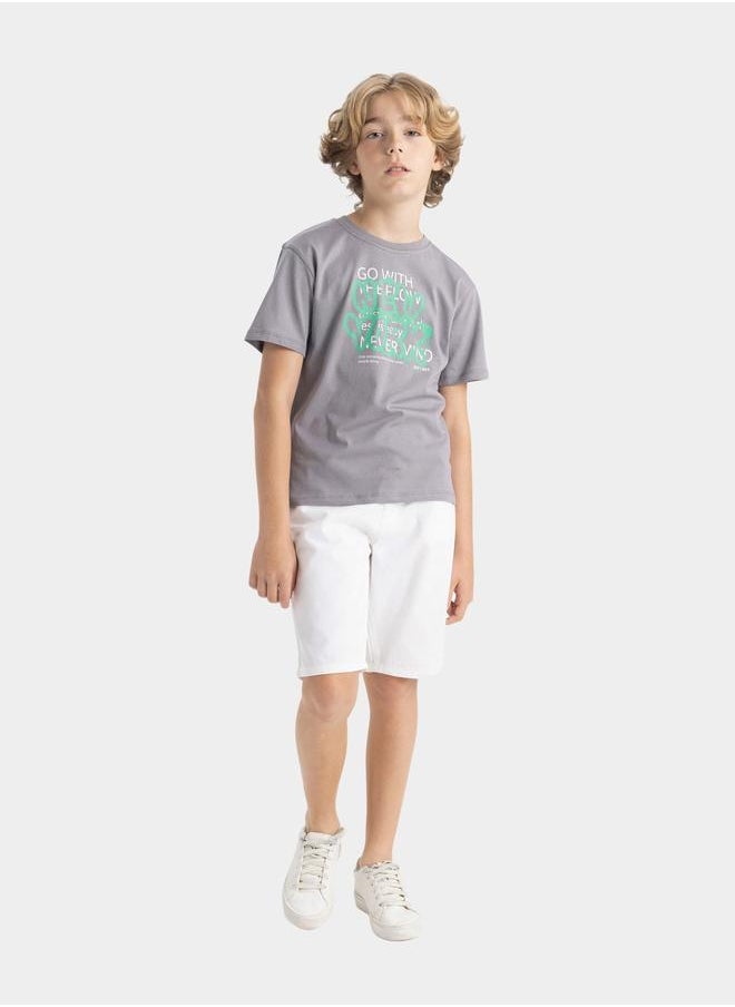 DeFacto DeFacto Kids Round Neck Printed Short Sleeve T-Shirt  - Image 3
