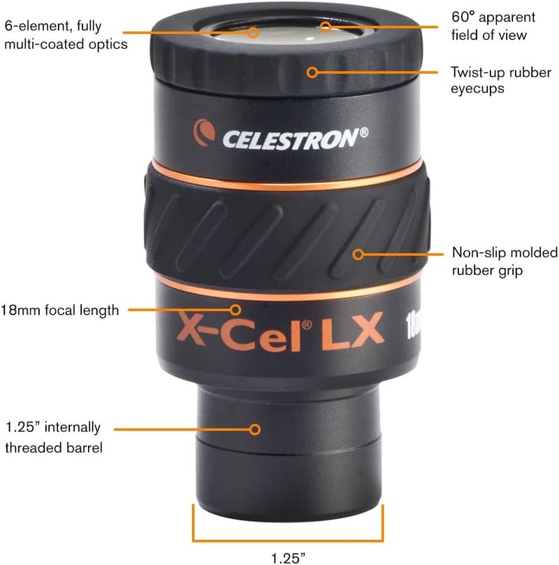 Celestron 93425 X-Cel LX Series - 1.25'' Eyepiece, 18 mm - Image 1