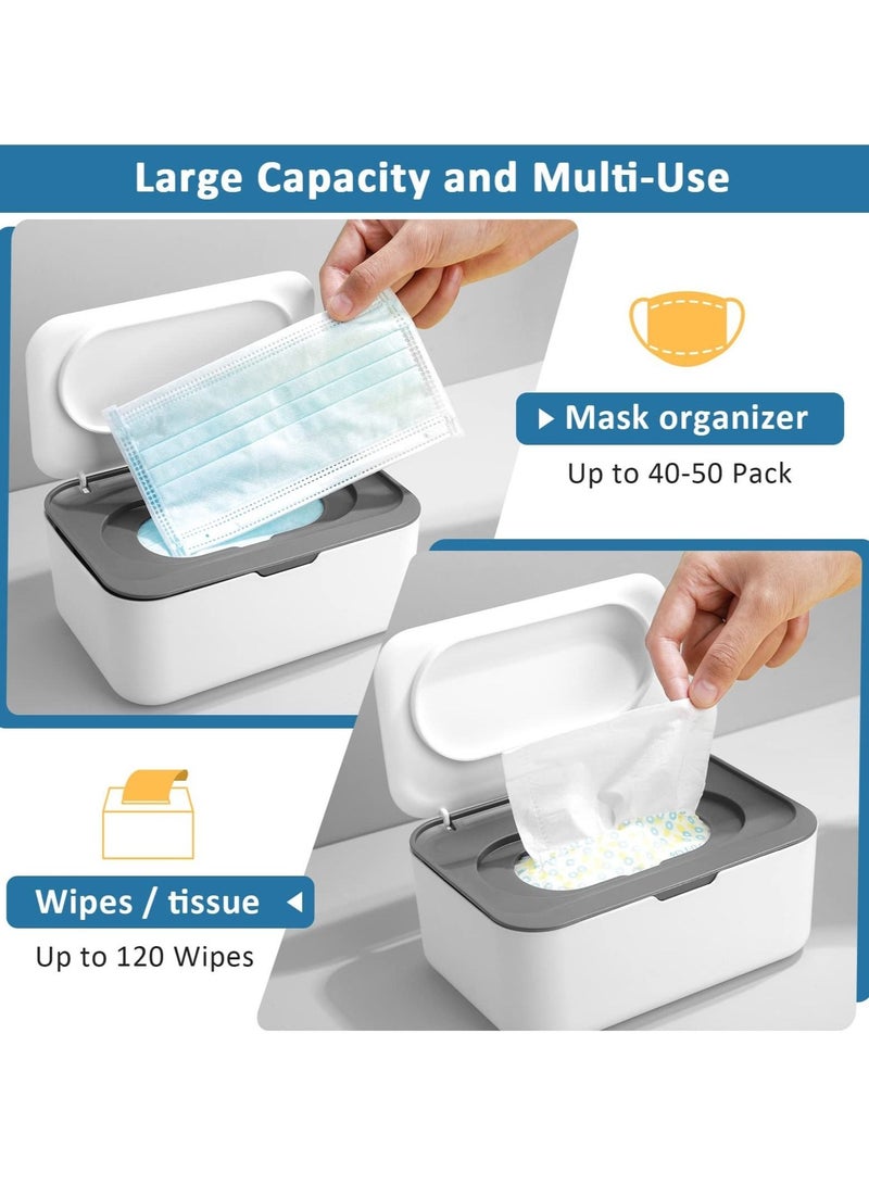 SYOSI Wipes Dispenser, Tissue Box Holder Cover, Baby Diaper Wipes Case with Lids, Wipe Holder for Baby & Adult, Wipe Container with Sealing Design, Keeps Wipes Fresh Non-Slip, Easy Open/ Close 2Pcs - Image 4