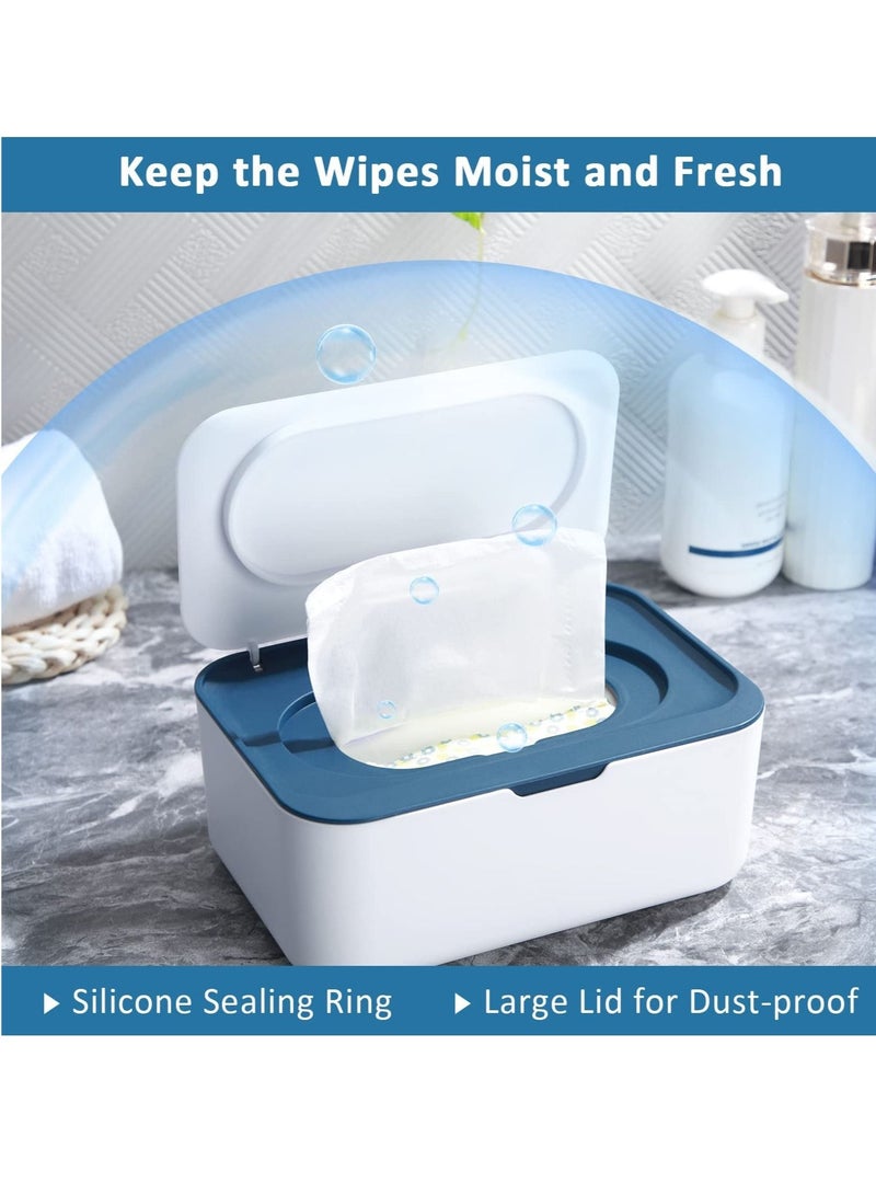 SYOSI Wipes Dispenser, Tissue Box Holder Cover, Baby Diaper Wipes Case with Lids, Wipe Holder for Baby & Adult, Wipe Container with Sealing Design, Keeps Wipes Fresh Non-Slip, Easy Open/ Close 2Pcs - Image 2