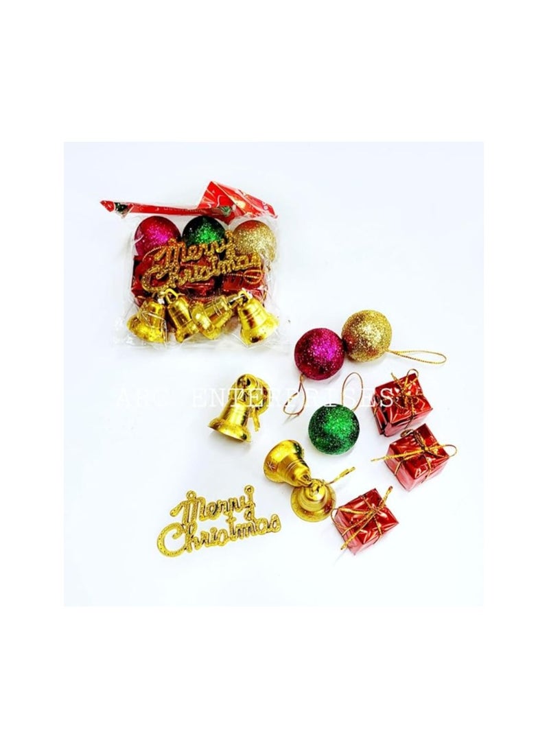 Christmas Decoration Set Assorted Shapes Christmas Tree Pendants, Multi Color - Image 1