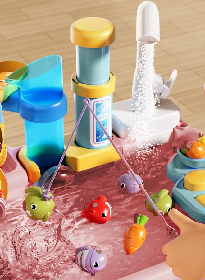 Children's dishwashing playset Dishwasher toys Fishing toys Vegetable washing sink Kitchen toys Situational simulation toys - Image 3