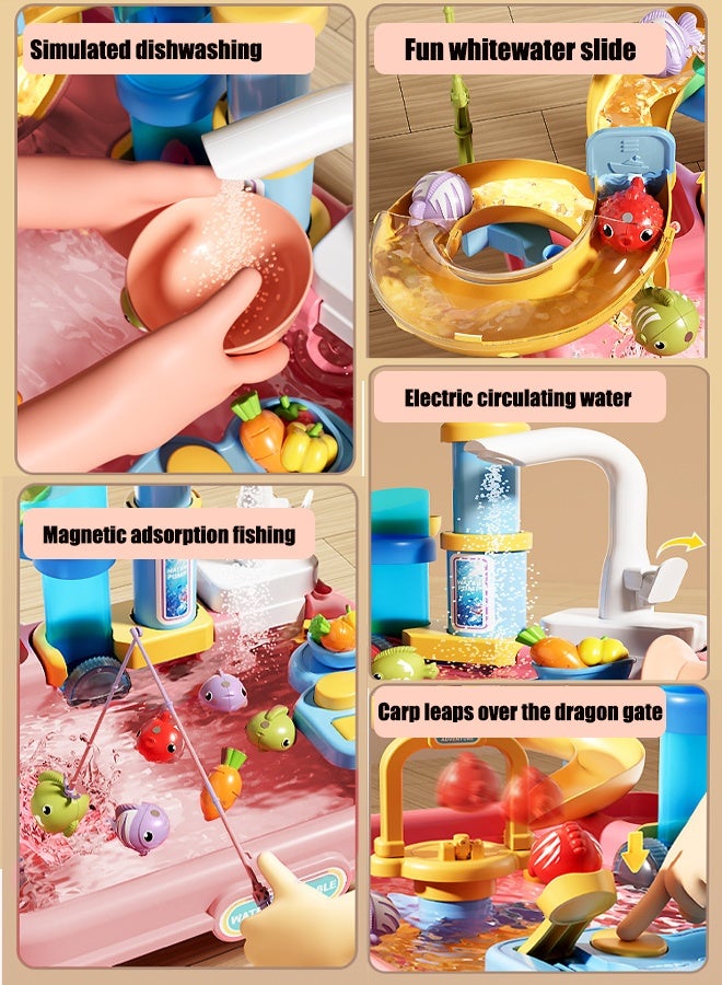 Children's dishwashing playset Dishwasher toys Fishing toys Vegetable washing sink Kitchen toys Situational simulation toys - Image 4