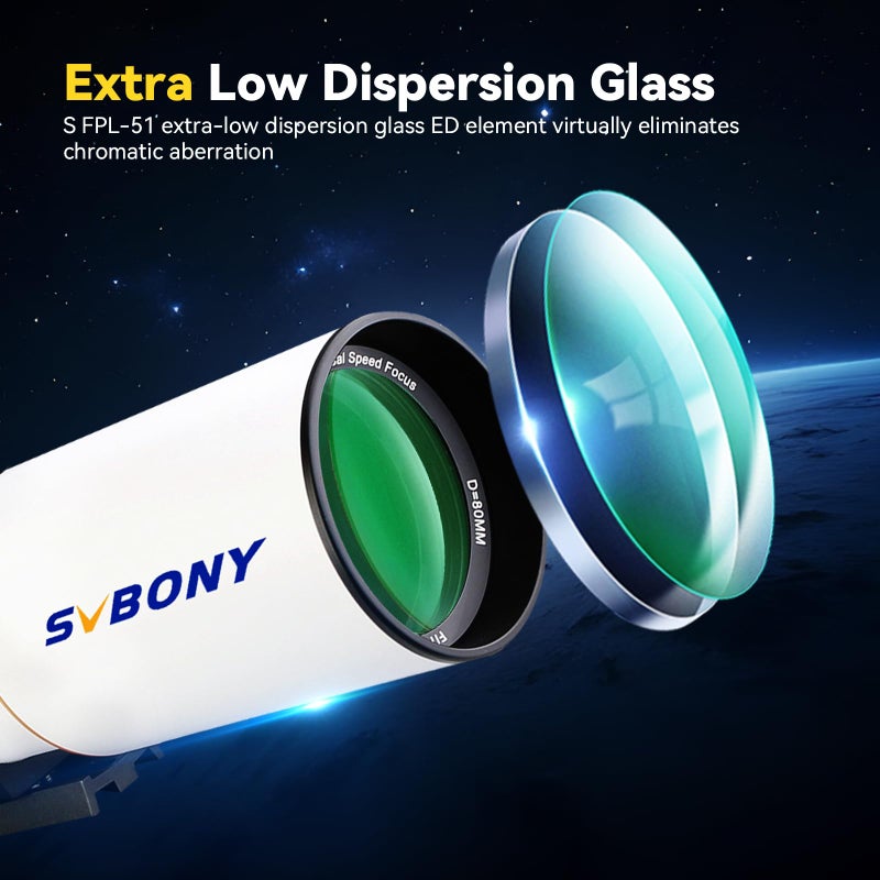 SVBONY Svbony SV503 Ed Telescope, 80F7 Achromatic Refractor, Additional Dispersion Refractor OTA Dispersion for Astrophotography and Visual (80mm)  - Image 2
