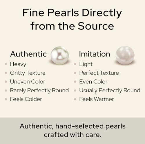 THE PEARL SOURCE Round White Freshwater Real Pearl Earrings for Women - 14k Gold Stud Earrings | Hypoallergenic Earrings with Genuine Cultured Pearls, 8.0-8.5mm - Image 5