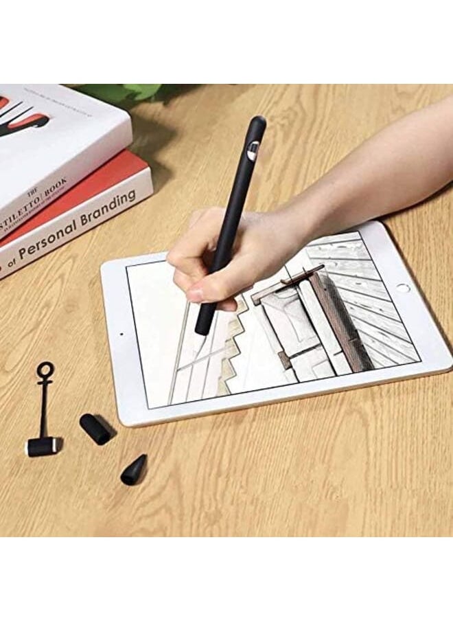 EP 4In1 Silicone Smooth Texture Pencil Protective Case With Pen Tip Covers For Pencil 1St Generation Black  - Image 4