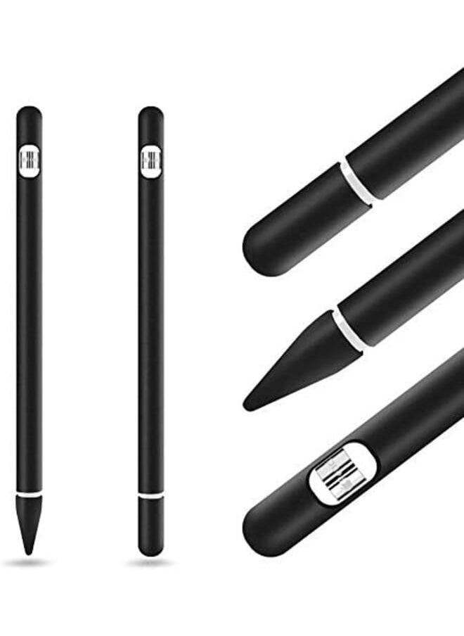 EP 4In1 Silicone Smooth Texture Pencil Protective Case With Pen Tip Covers For Pencil 1St Generation Black  - Image 3