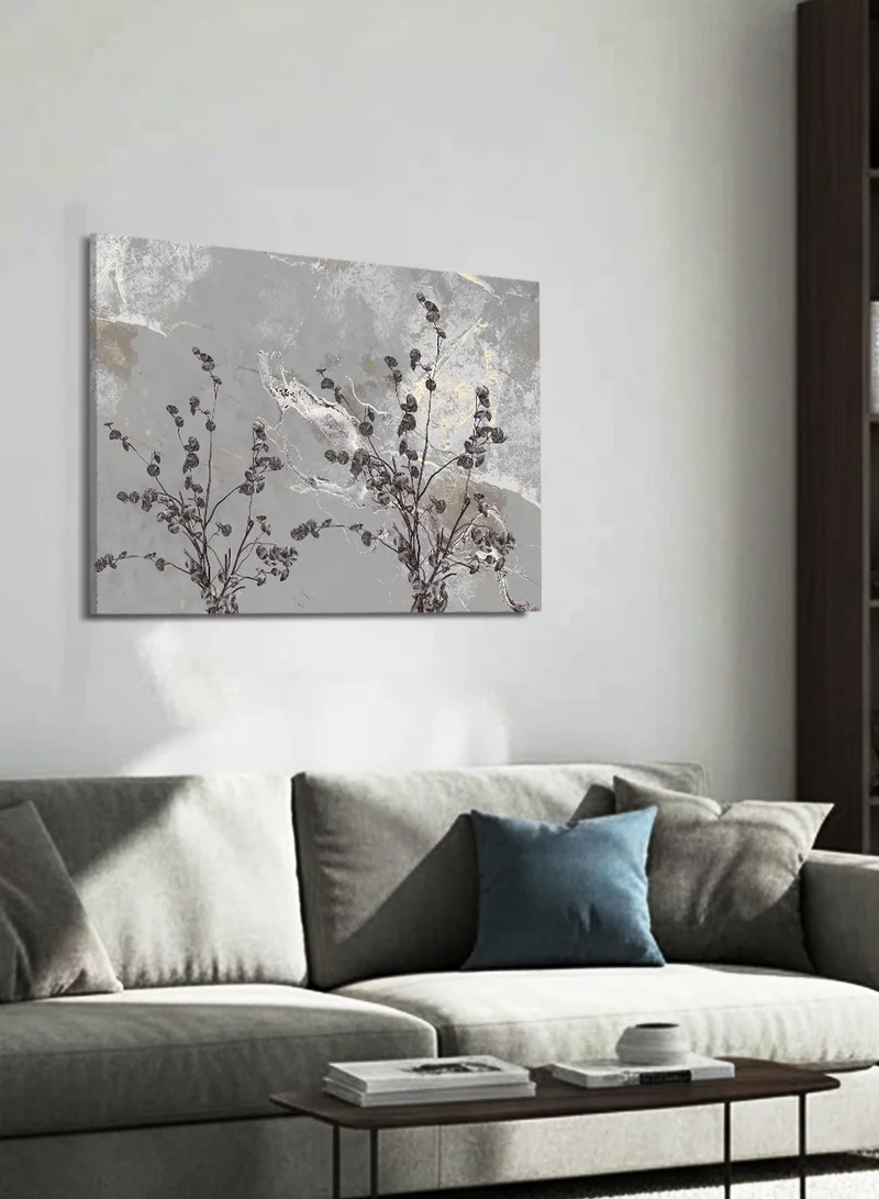 LOWHA Canvas Wall Art Stretched Over Wooden Frame with Abstract Plant Leaves Design