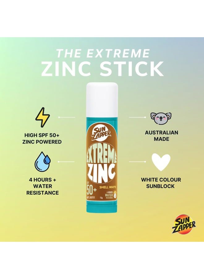 Sun Zapper (Shell White) Extreme Zinc Stick - White Colour Mineral Sunscreen Stick SPF50+ UVA/UVB+ Unbeatable Sun Protection Sunblock, Sun Cream Made in Australia - Image 2