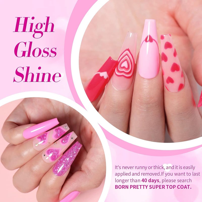 BORN PRETTY 10ml Pink Gel Nail Polish from BELLE GAGA Neon Hot Pink Cherry Blossom Strawberry Polish Gel Natural Pink Color Gel Polish Spring Summer Gift BPHP01 - Image 4