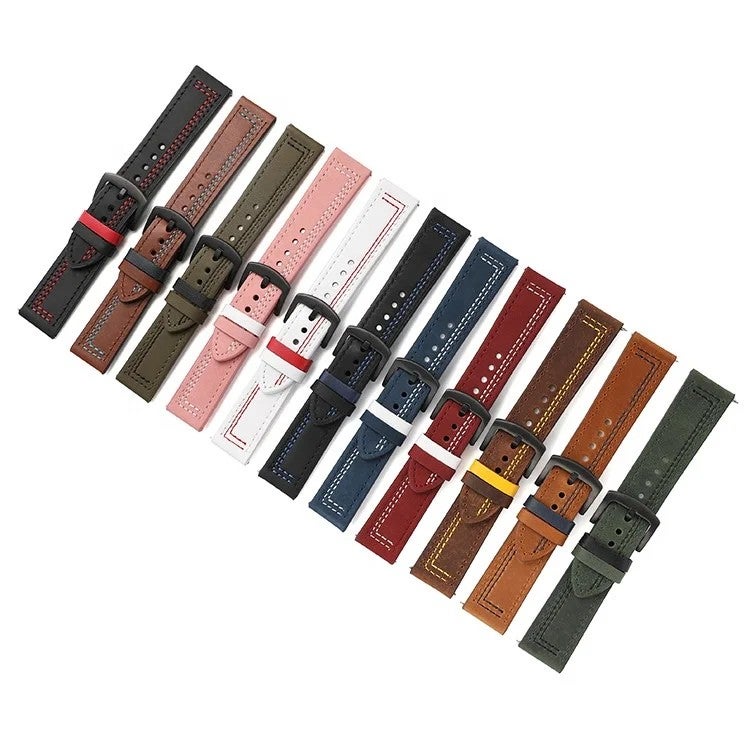 Bluejw 20mm 22mm Genuine Leather Watch Strap Replacement for Huawei GT Series Samsung Galaxy Watch Garmin Fenix & Forerunner – Durable Leather Watch Band with Quick Release - Image 5