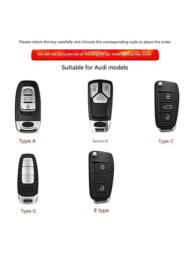 Type A Zinc Alloy Car Key Cover Protector Ring Case For Audi Vehicles - Image 2