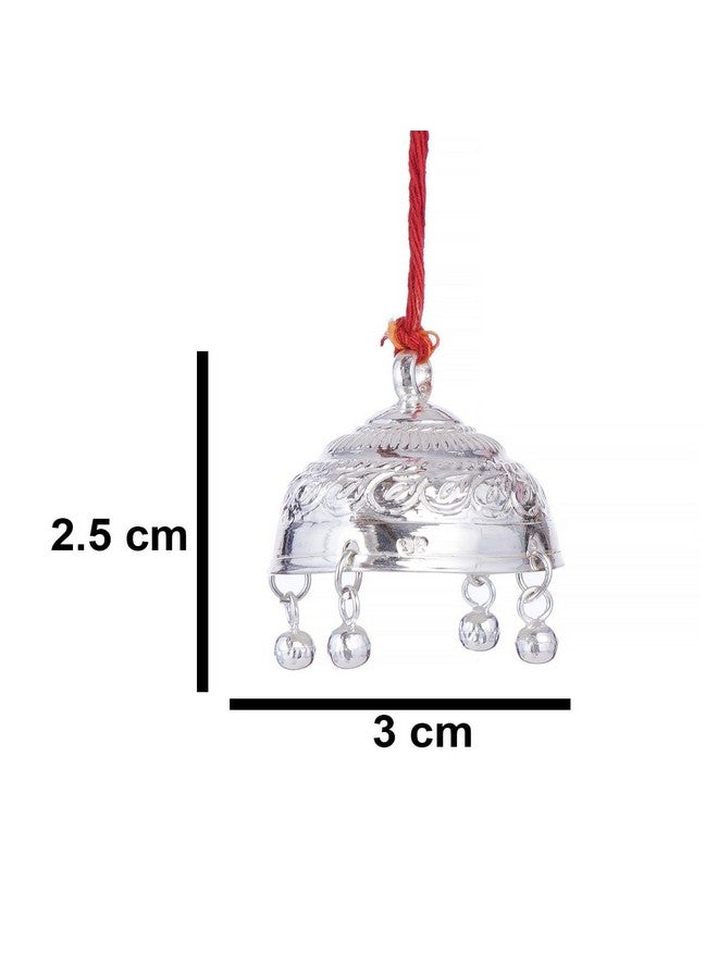 DHRUVS COLLECTION Silver Carved Chatra/Chattar for God & Temple with Attached Hook & Ghunghroo for Pooja, Temple, Home Decor & Gifting Purposes - (Small Size, 5.5 Grams) - Image 3