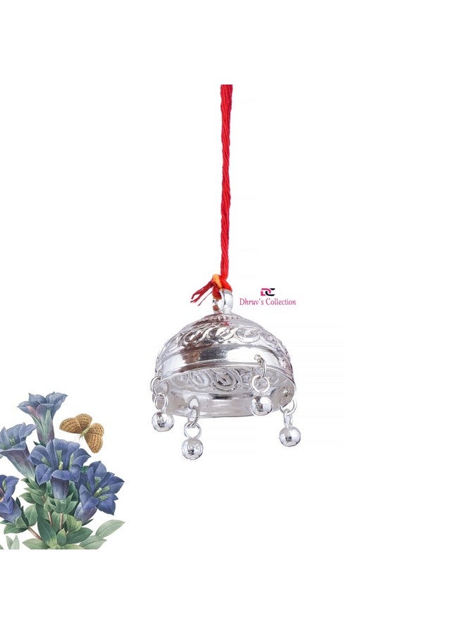 DHRUVS COLLECTION Silver Carved Chatra/Chattar for God & Temple with Attached Hook & Ghunghroo for Pooja, Temple, Home Decor & Gifting Purposes - (Small Size, 5.5 Grams) - Image 2