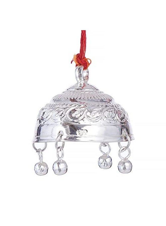 DHRUVS COLLECTION Silver Carved Chatra/Chattar for God & Temple with Attached Hook & Ghunghroo for Pooja, Temple, Home Decor & Gifting Purposes - (Small Size, 5.5 Grams) - Image 1