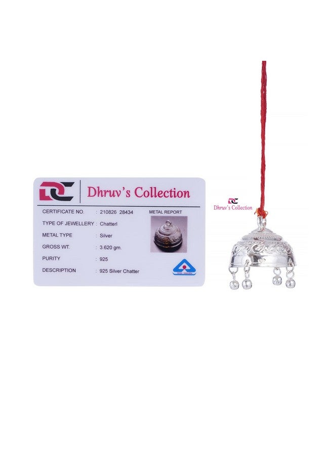 DHRUVS COLLECTION Silver Carved Chatra/Chattar for God & Temple with Attached Hook & Ghunghroo for Pooja, Temple, Home Decor & Gifting Purposes - (Small Size, 5.5 Grams) - Image 4