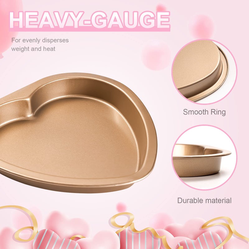 Yomvzake Heart Shaped Cake Pan, 8 Inch Heart Shollow Baking Sheet Cake Tray for Valentine's Day Cake Cookie Baking - Image 2