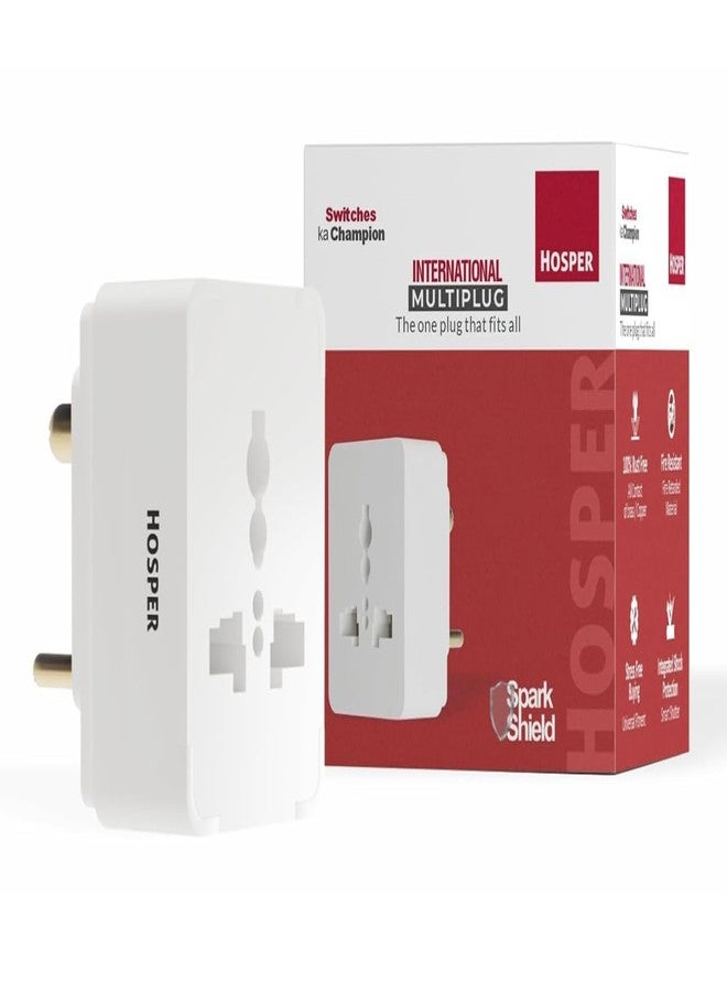 HOSPER - International Multi Plug with Socket Spark Shield(Pack of 2) - Universal Travel Adapter for US, UK, EU, AUS Plugs - Safe & Compact Travel Plug with Spark Protection - Suitable for All Devices - Image 2