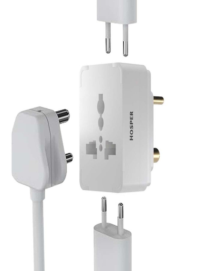 HOSPER - International Multi Plug with Socket Spark Shield(Pack of 2) - Universal Travel Adapter for US, UK, EU, AUS Plugs - Safe & Compact Travel Plug with Spark Protection - Suitable for All Devices - Image 1