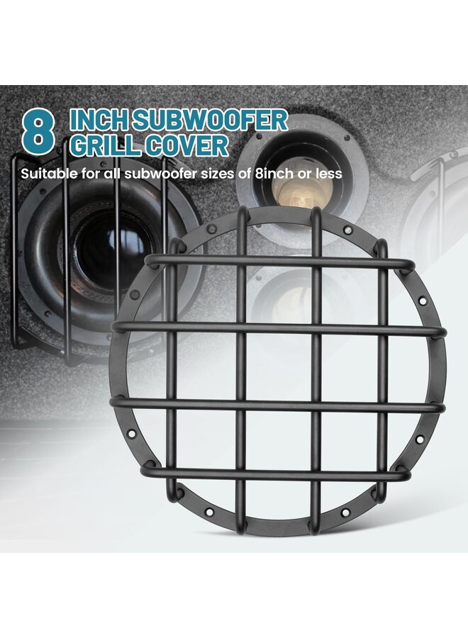 Metal Subwoofer Grill, 4 bar Audio Speaker Grill Cover Protector, 8 Inch Black Car Bar Grille Sub Grill Cover - Image 2