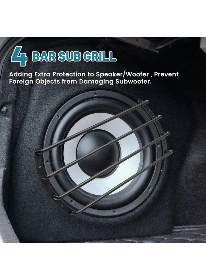 Metal Subwoofer Grill, 4 bar Audio Speaker Grill Cover Protector, 8 Inch Black Car Bar Grille Sub Grill Cover - Image 4