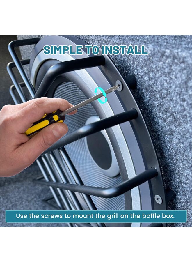 Metal Subwoofer Grill, 4 bar Audio Speaker Grill Cover Protector, 8 Inch Black Car Bar Grille Sub Grill Cover - Image 5