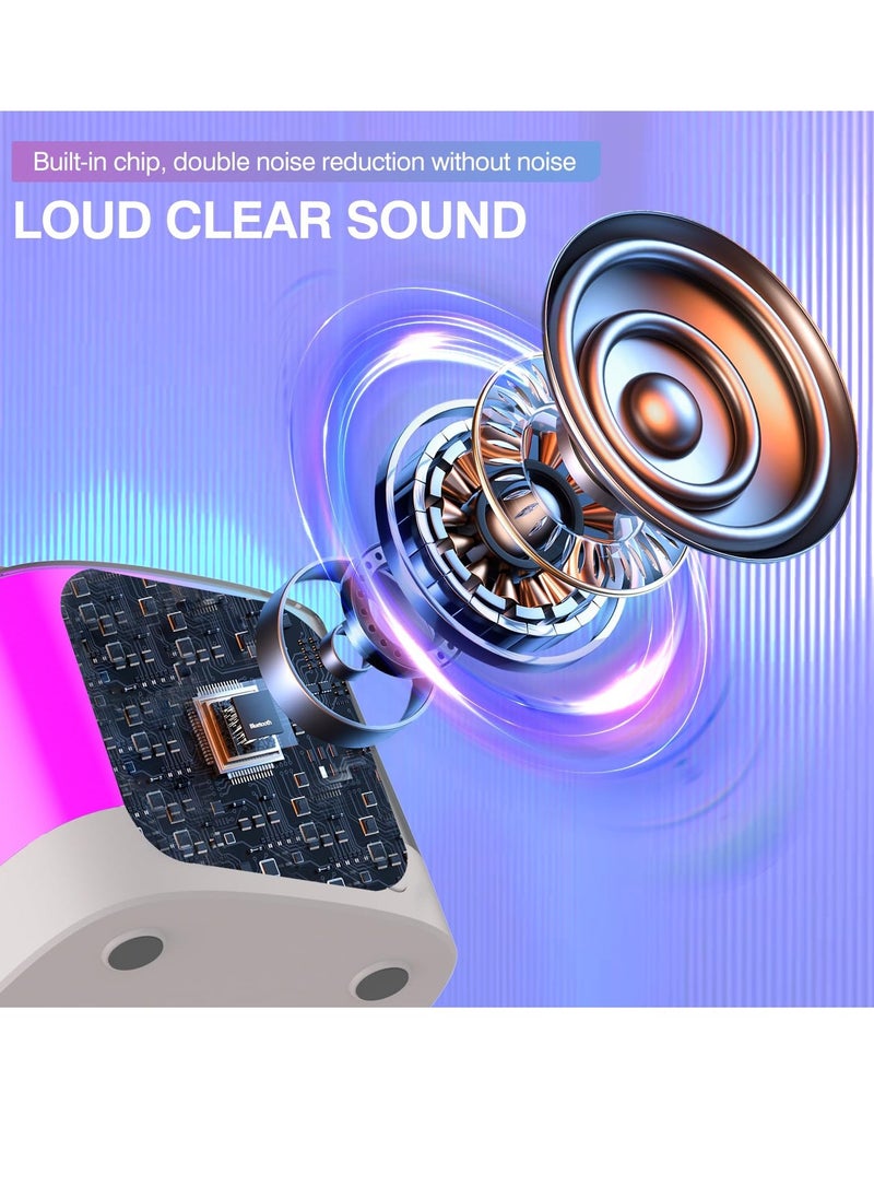 2024 Karaoke Machine for Kids Adults Mini Portable Handheld Bluetooth Karaoke Speaker with 2 Wireless Mics Long Range Illusionary Flowing Light for Home Party Birthday Party Gifts Beige - Image 4
