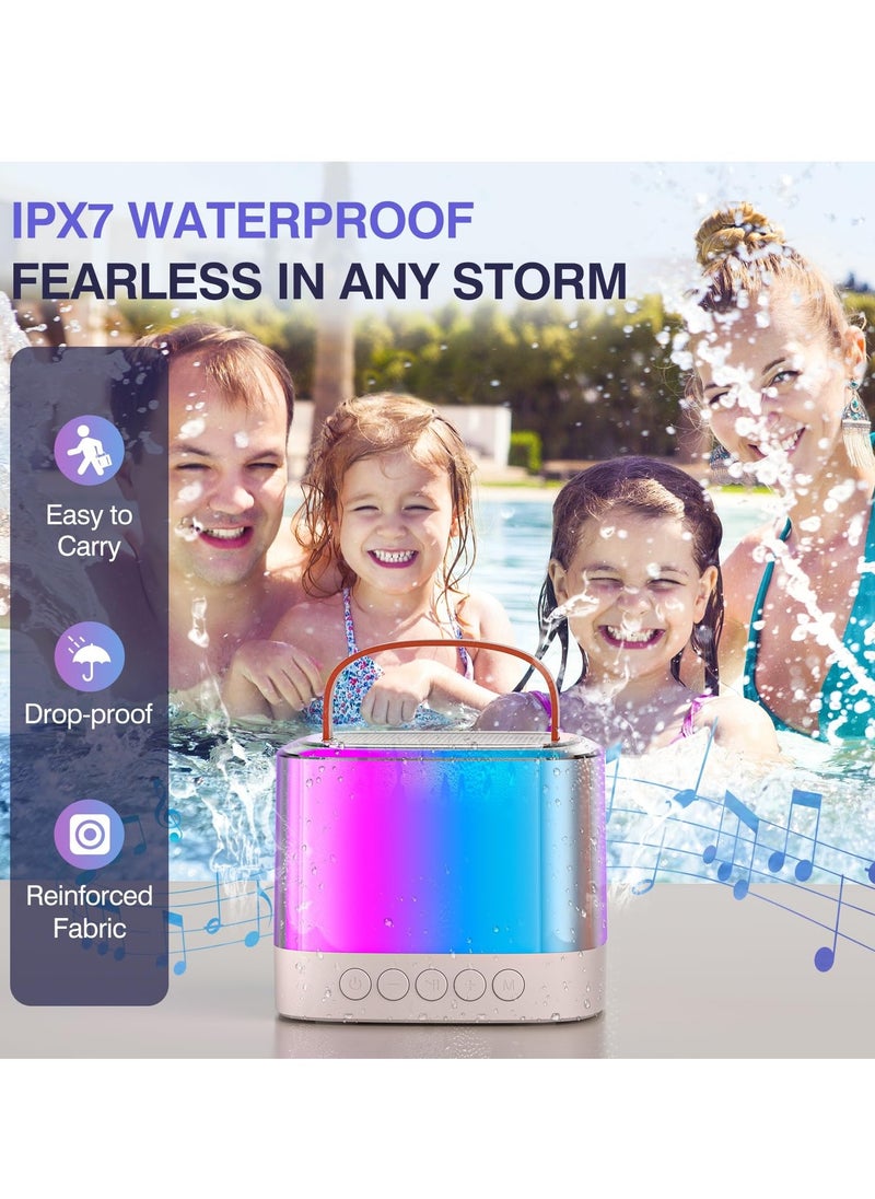 2024 Karaoke Machine for Kids Adults Mini Portable Handheld Bluetooth Karaoke Speaker with 2 Wireless Mics Long Range Illusionary Flowing Light for Home Party Birthday Party Gifts Beige - Image 5