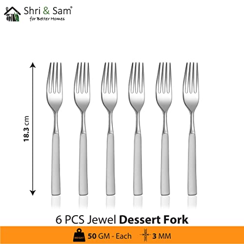 Shri & Sam Jewel Stainless Steel Dinner Fork Set, 6 Pieces, Silver - Image 3