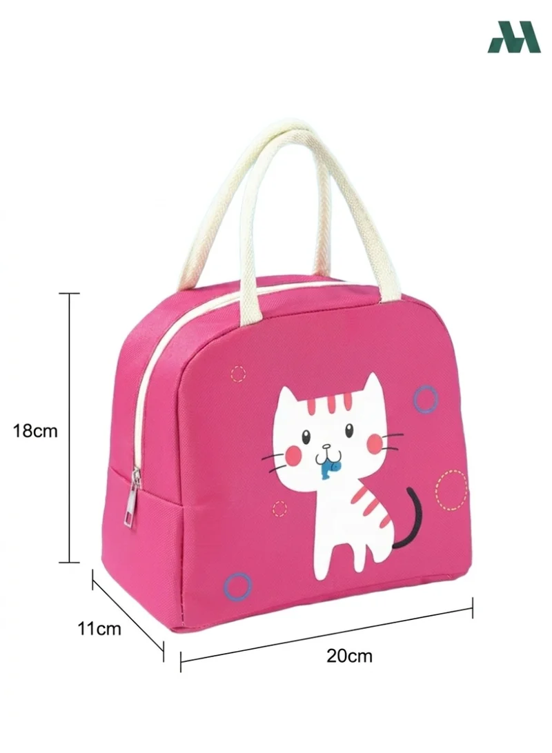 Mobcos Mobcos Cat Pink Large Capacity Insulated Lunch Bag | Waterproof & Stain-Resistant Meal Tote with Advanced Temperature Retention | Durable Polyester Lunch Bag for Office & School