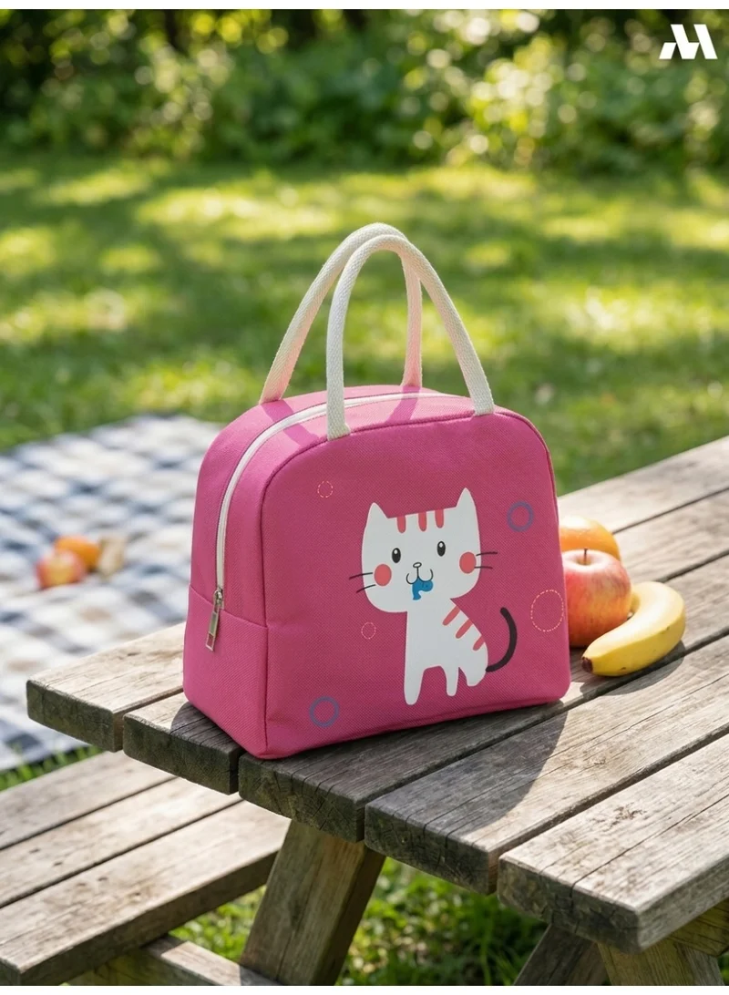 Mobcos Cat Pink Lunch Bag Mobcos Cat Pink Large Capacity Insulated Lunch Bag | Waterproof & Stain-Resistant Meal Tote with Advanced Temperature Retention | Durable Polyester Lunch Bag for Office & School  | Best Price UAE
