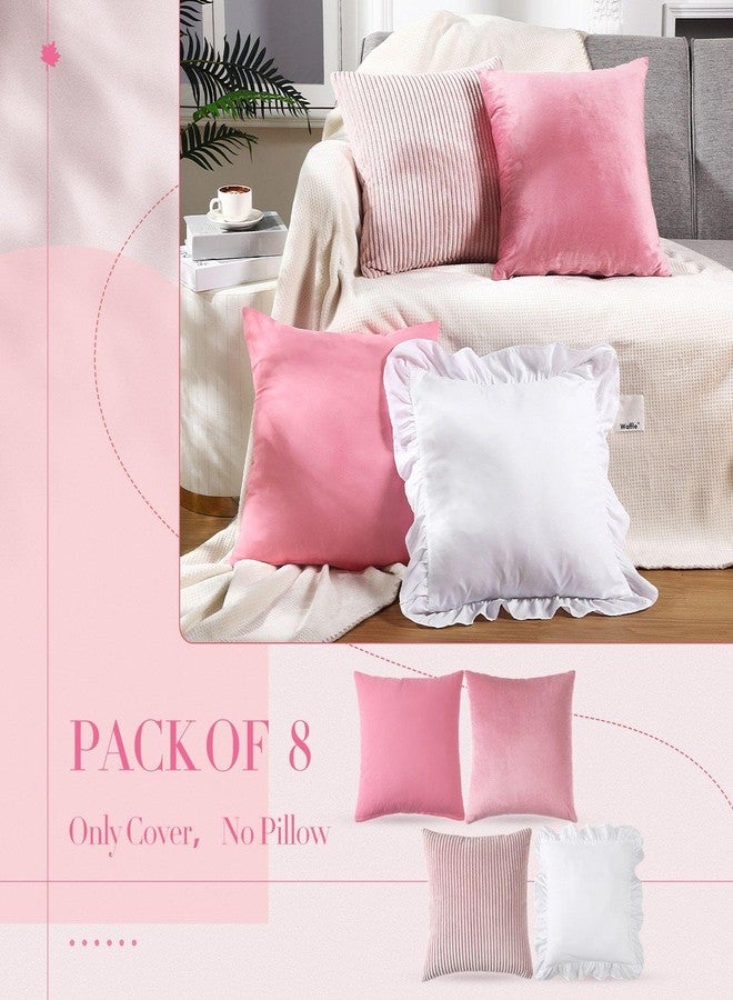 Yuntau Throw Pillow Covers Set of 8 Spring Birthday Party Picnic Set up Mordern Cushion Aesthetic Covers 18x18 Inch for Brunch Bachelorette Graduation Backyard Beach Couch Bed Sofa Decor (Pink Picnic) - Image 5