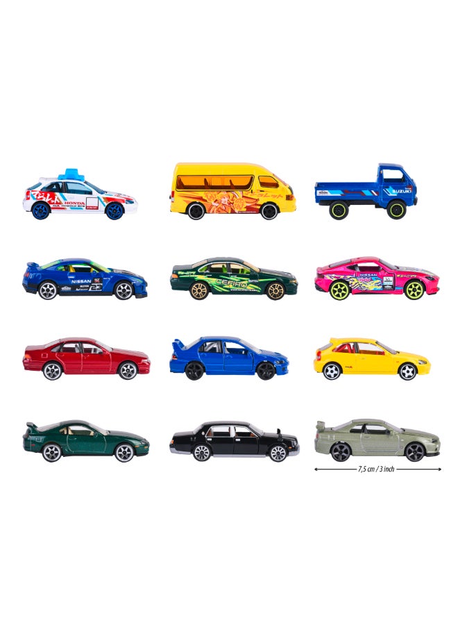 Majorette Japan Series Bonus Pack Diecast, 5 Japanese Model Cars, 1:64 Scale Metal Toy Vehicles with Freewheel, Suspension, Opening Parts and Tuning Accessories, 7.5 cm, Ages 3+ - Image 2