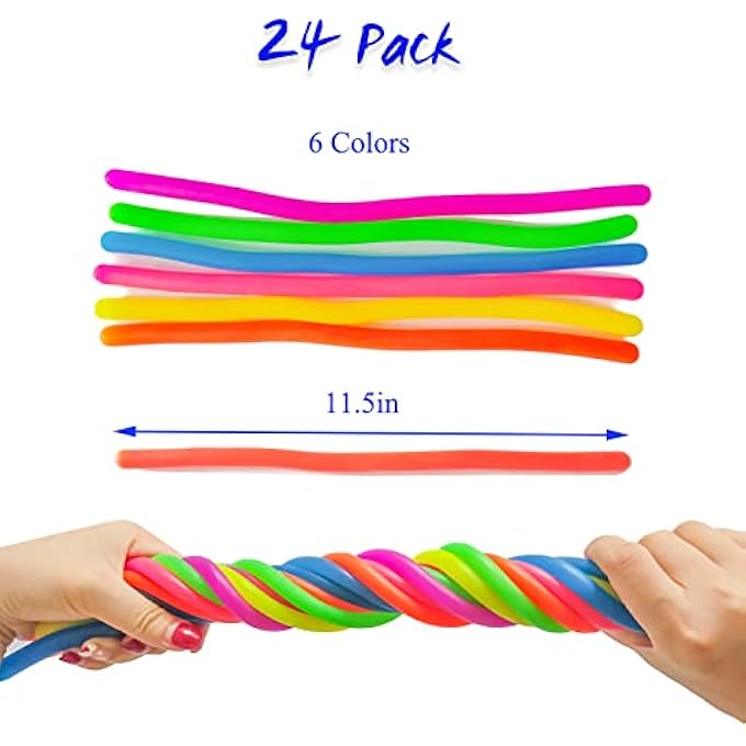 HOSL 24 Pack Stretchy Strings Sensory Fidget Stretch Toys Anxiety Stress Release Toy Stretchy Noodles Pressure Reliver Toy ADD ADHD Autism Reliver Relieve Rope Toy Pull Toy - Image 2