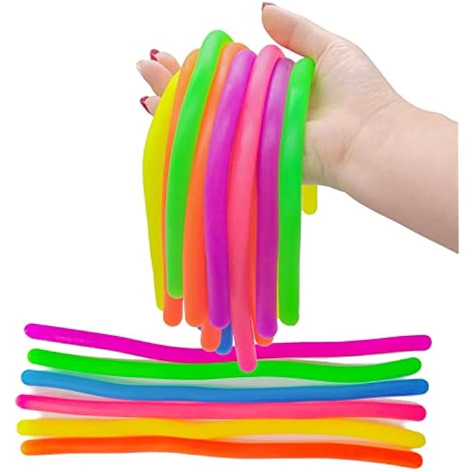 HOSL 24 Pack Stretchy Strings Sensory Fidget Stretch Toys Anxiety Stress Release Toy Stretchy Noodles Pressure Reliver Toy ADD ADHD Autism Reliver Relieve Rope Toy Pull Toy - Image 1