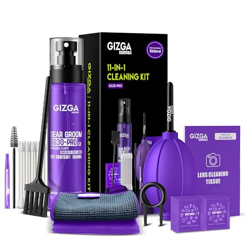 Gizga Essentials Gizga Pro Series 11-in-1 Cleaning KIT - 150ml Cleaning Spray, Air Blower, 50-Lens Tissues, Swabs & Wipes, Brushes, Key Puller, Microfiber Cloths & More for Laptop PC Keyboard Camera Smartphone Tablet - Image 1