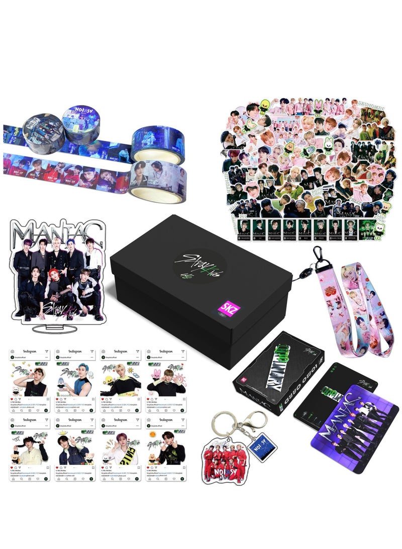 Generic Stray Kids Gift Box With Lomo Cards, Acrylic Stand, Hand Account Tape, Keychain, Lanyard, Stickers, Photo Card - Image 1