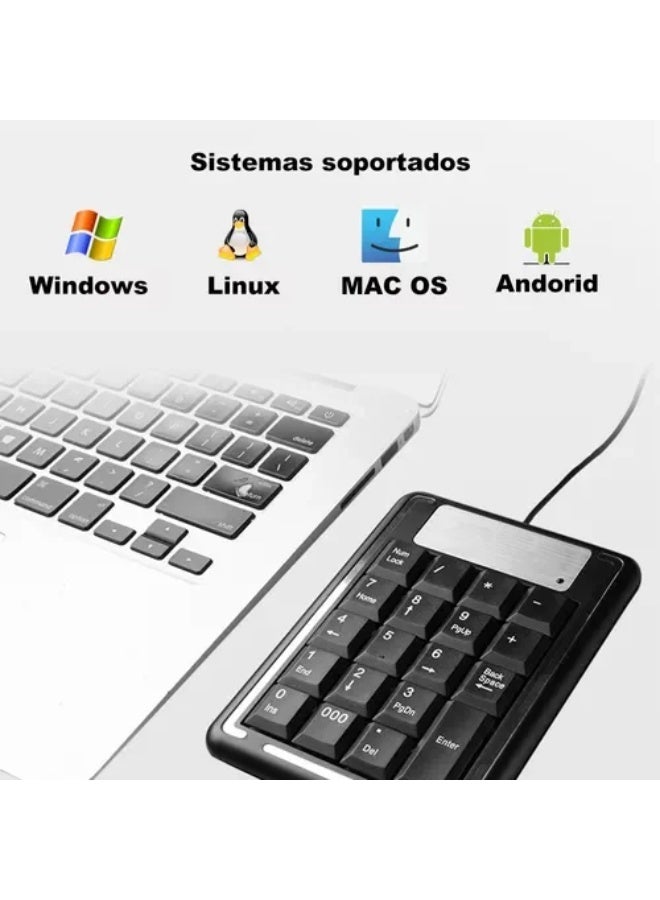 Wired USB Numeric Keypad – 19 Keys Calculator-Style Design – Ergonomic & Fast Data Entry