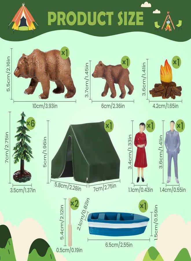 RAYNAG 13 Pieces Camping Cake Topper Camping Party Decoration With Tent Bonfire Tree Bear People Boat Camping Cake Decoration for Kids Adults Camper Forest Woodland Theme Happy Birthday Party Supplies - Image 3