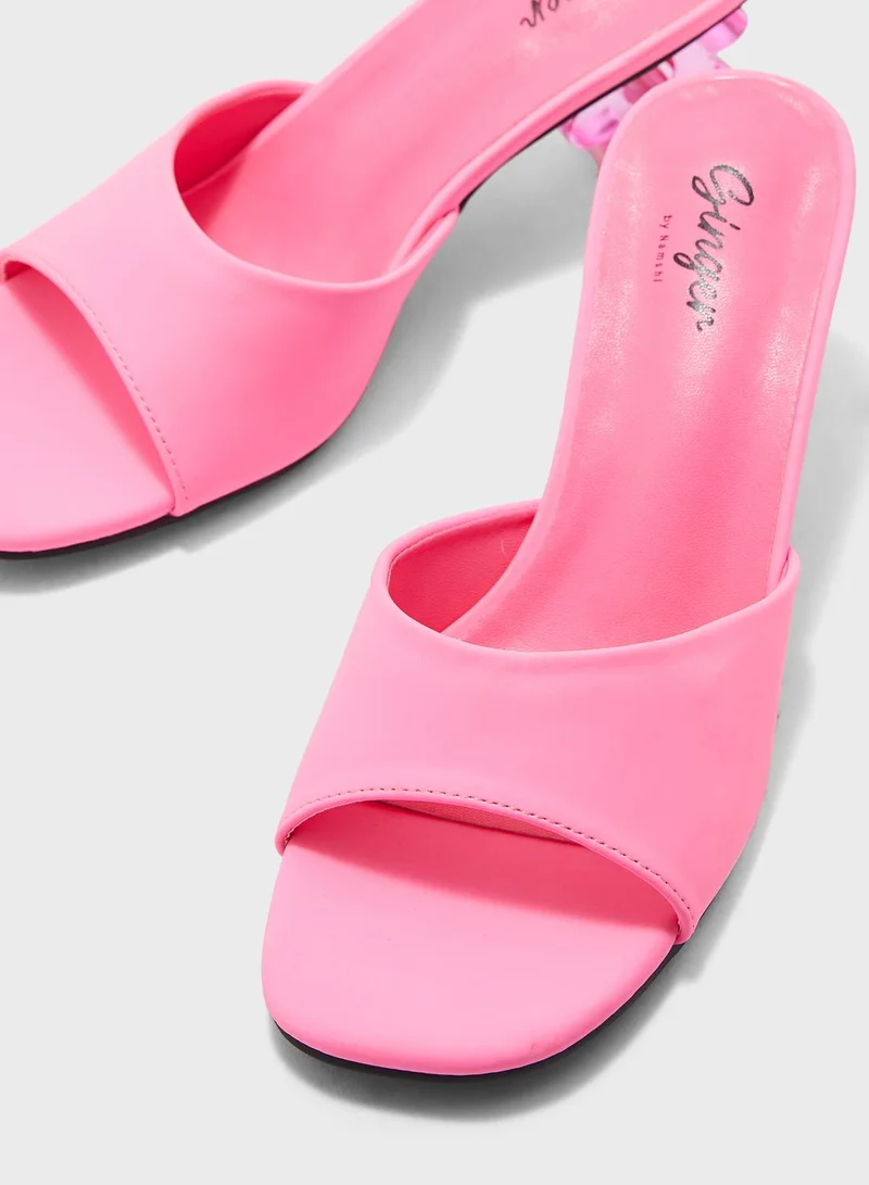 Ginger Daisy Clear Heel Mule Sandal