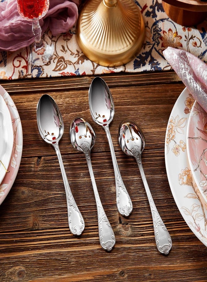 KEAWELL Premium Regalia 4-Piece Spoon Set 7.3-Inch – Ornate 18/10 Stainless Steel Silverware with European Luxury Handles, Dishwasher Safe for Elegant Dining (Silver, Dinner Spoons) - Image 4