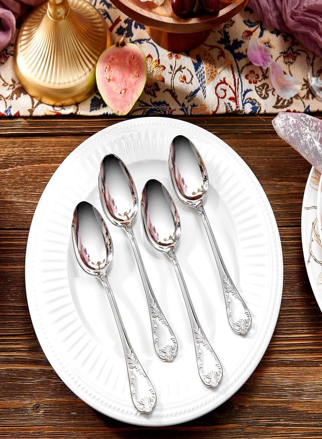 KEAWELL Premium Regalia 4-Piece Spoon Set 7.3-Inch – Ornate 18/10 Stainless Steel Silverware with European Luxury Handles, Dishwasher Safe for Elegant Dining (Silver, Dinner Spoons) - Image 2