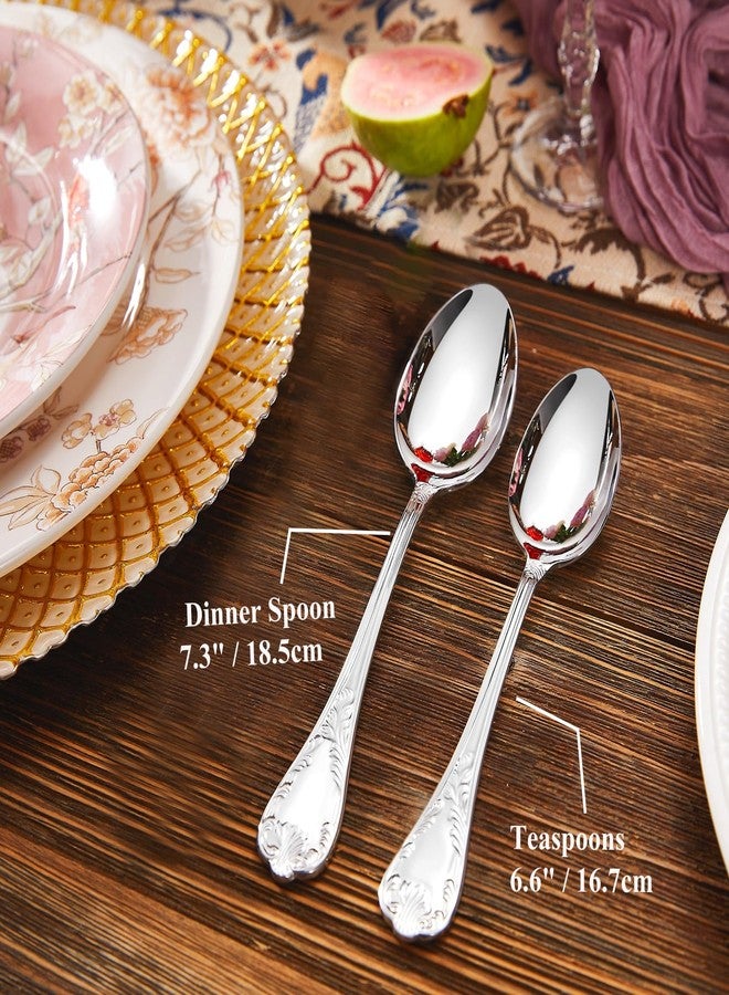 KEAWELL Premium Regalia 4-Piece Spoon Set 7.3-Inch – Ornate 18/10 Stainless Steel Silverware with European Luxury Handles, Dishwasher Safe for Elegant Dining (Silver, Dinner Spoons) - Image 3
