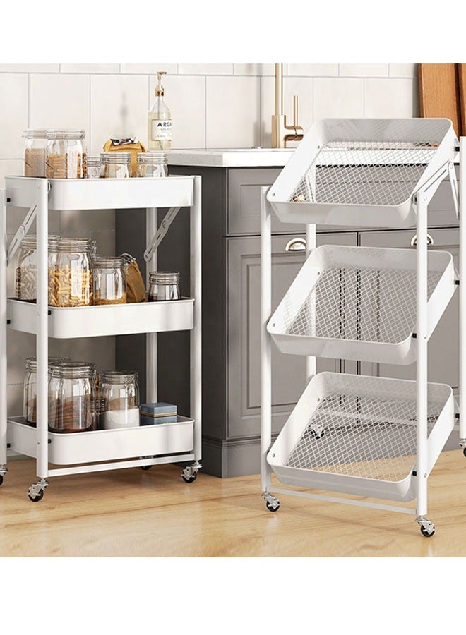 إيه جي دي عربة بعجلات متعددة الأغراض وقابلة للطي وتتضمن 3 طبقات أبيض - Image 4